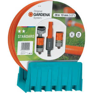 Садовый шланг Gardena Standard (1/2") 20 м (комплект: кронштейн, соединения, наконечник для полива)